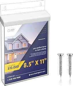 1 Pcs Outdoor Brochure Holder 8.5" x 11" with Lid Acrylic Wall Mount Flyer Box with Self Closing Lid Waterproof Heavy Duty with Screw for Real Estate Flyer Document Pamphlet Display (White)