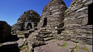 Ancient Monastery ruins of Ireland. Skellig Michael Stock Video