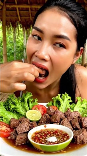 🥩 Eating Beef Lok Lak — Tender and Delicious Stir Fried Beef