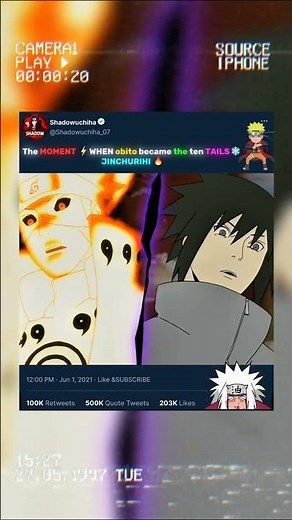 the MOMENT WHEN obito became the ten TAILS JINCHURIHI #naruto #anime