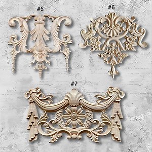 Unpainted Wood Applique,retro Wood Corner Flower Carving,home Wall Embellishment,furniture Carving Supplie,furniture Decals,wood Onlay M21-1 - Etsy