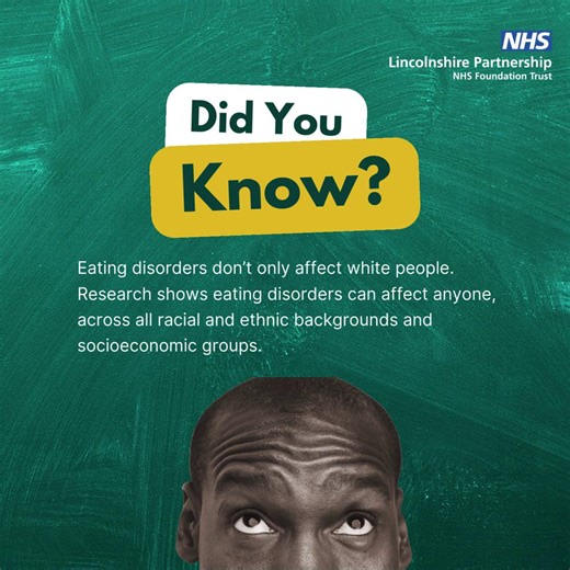 “Eating disorders don’t have a ‘look’. Anyone can be affected. For me, it was a way to cope.” Did you know that eating disorders don’t only affect white people? Research shows that eating disorders can affect anyone, across all racial and ethnic backgrounds and socioeconomic groups. If your thoughts, feelings, or actions around food, eating, or weight are affecting your wellbeing, support is available. Our Adult Eating Disorder Service is here to help. You can self-refer — there are no BMI or we