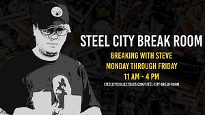 Go LIVE with Steve in the Steel City Break Room starting at 11:00 AM! Join in and see what we're breaking: bit.ly/2vvCvIA Need something to do? Watch our break streams on YouTube for FREE: bit.ly/3atBqjx #TheHobby #GroupBreaks #BoxBreaks #Collect #CaseBreaks | Steel City Collectibles