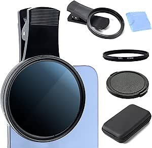 67MM CPL Filter for All Smartphones, Clip On Phone Filter Kit with Lens Cover and Protect Box, Universal Phone Clip Polarized Lens Compatible with iPhone 16 Pro Max 15 14 13