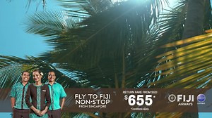 Fiji on Sale! Fly direct from Singapore to Fiji from only S$655* return. Book now with Fiji Airways, proud partners of Singapore Airlines. Hurry as sale ends 31 May 2019. *Conditions apply. | Fiji Airways