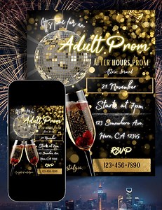 Digital Adult Prom Night Party. Editable Prom Theme Template. - Etsy
