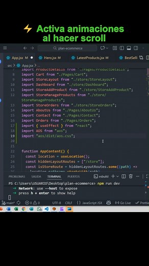 122K views · 2.8K reactions | Te muestro cómo usar AOS en ReactJS para darle movimiento profesional a tu página sin complicarte. #programacionweb #DesarrolloWeb #programadoresweb #JavaScript #reacjts | Progamacion web, | Facebook