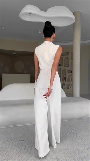 White Jumpsuit for Wedding, Bridal Jumpsuit, Formal Jumpsuit Sleeveless, Brides Reception Romper, Women Formal Jumpsuit, Wide Leg Jumpsuit - Etsy