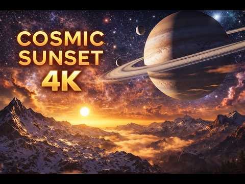 4K Cosmic Sunset Screensaver 🌌 Relaxing Space Landscape with Giant Planet