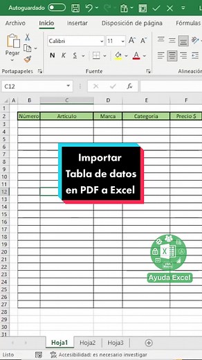 Importar Tabla de datos en PDF a Excel