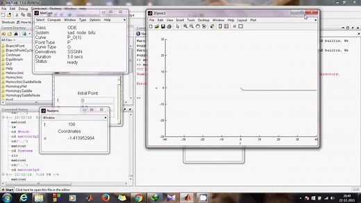 MATCONT :Saddle Node Bifurcation