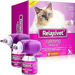 Cat Calming Pheromone Diffuser Kit | Improved DE-Stress Formula | Anti-Anxiety Treatment for Cats | Reduces Stress, Scratching, Fighting & Other Problematic Behavior (2 Diffusers + 2 Refills)