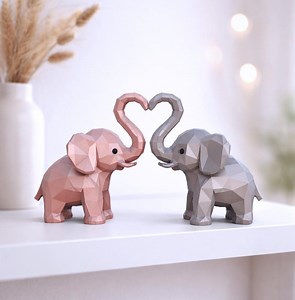 Heart Elephant Figure | Low Poly Love Elephants Decor | Anniversary & Valentine’s Day | 3D STL File - Digital Download - Etsy