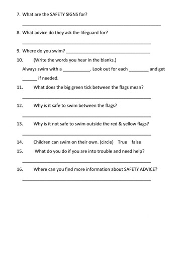 Beach Safety Video worksheet online exercise for