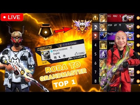 💥 Top 1 Global Rank Push in Free Fire – Grandmaster Journey Live | Multiverse Gaming | Free Fire Li