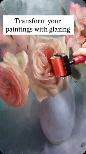 Catherine Bobkoski on Instagram: "What is a glaze? 🤔👇 👩‍🎨 A glaze is a transparent layer of paint applied over a dry painting. 🌹 It’s a great technique for creating a luminous look to your work! I use glazing all the time to bring vibrancy to my flower paintings. 👀 Here’s how to do it: ✅ Make sure your painting is totally dry. ✅ identify what area could use some glazing and prep it by oiling out or buffing the surface with a lint-free cloth. ✅ Mix a glazing color. It is best to use transpa