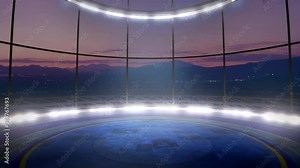 Virtual studio backdrop with spotlights, for tv shows commercials or events. Ideal for VR tracking system sets, with green screen