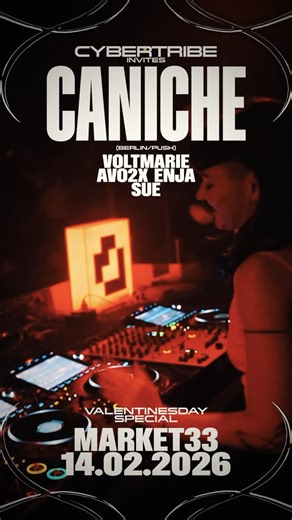 CYBERTRIBE on Instagram: "Cybertribe Valentines Special w/ Caniche (Berlin) Market33 Love is in the air: come join the tribe for a lovely valentines edition on February 14th at Market33! We invite Berlin-based DJ, producer, and co-founder of the PUSH Network, Caniche to provide the soundspace for this special occasion. Her high-impact sets fuse percussive textures, rap-infused vocals, and tribal rhythms - igniting dance floors across Europe and, more recently, North America. Following her 2024 d