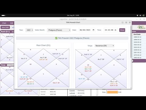 User Interface of LagnaOne - Software Vedic Astrology (FREE forever)