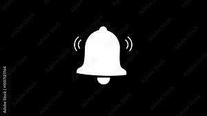 Simple Bell Notification Icon Animation. alert bell rings with a subtle glow on black background and chroma key