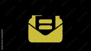 Symbol envelope open text is knitted from a woolen thread. Knit like a sweater Stock Video