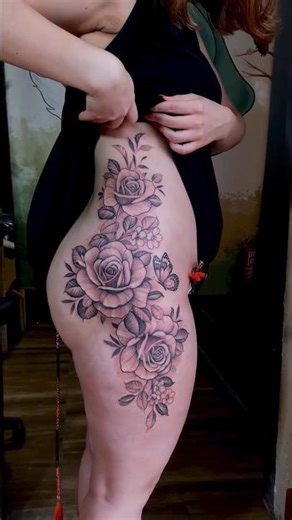 Hip Tattoo Design🌸💕#thightattoo #hiptattoo #tattooshorts