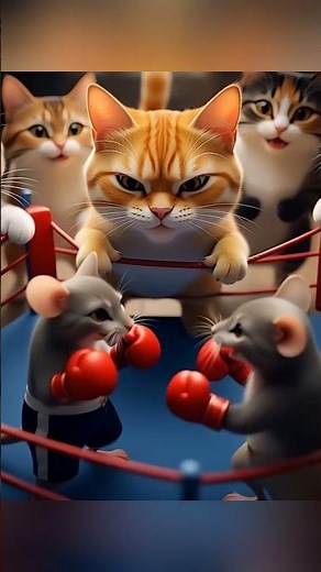 Epic Mouse Boxing Match And the Cats Are Betting! #cat #mouse #catandmouse #funnycats #funnymouse