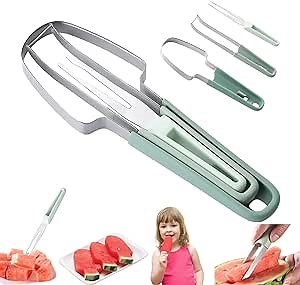 Watermelon Cutter Slicer Tool, 3-in-1 Stainless Steel Watermelon Popsicle Cutter,Watermelon Knife Fork,Melon and Fruit Slicer,Watermelon Cutter Shapes,Fun Kitchen Gadgets Watermelon Mold for Kids