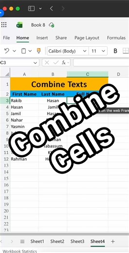 Concat function excel | Combine cells in excel #excel #exceltricks #excelformula #microsoftexcel