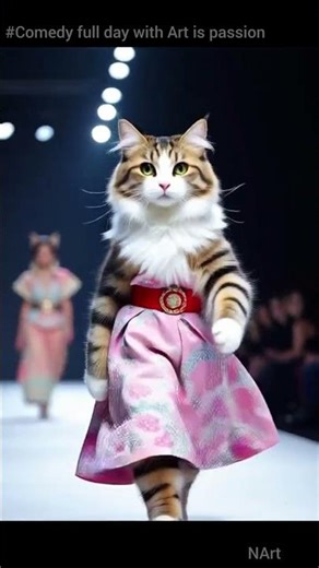 cat walk model #cat #cartoon #funny #animation #viral #aiart #lifeisbutadream #cute #ai #artist