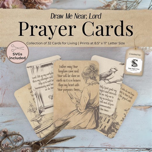 Vintage Christian Faith Daily Prayer Journal Cards, Printable Digital Download, Scripture Scraps, Fine Line Art, Jesus Gift Scrapbook DS003 - Etsy