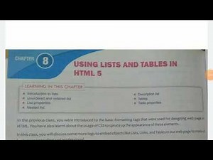 8TH COMPUTER CH-8 USING LISTS AND TABLES IN HTML 5 VIDEO - 2