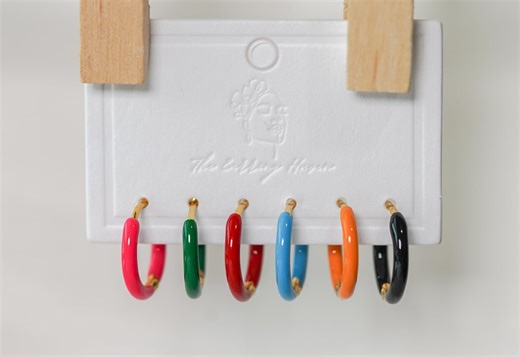 Colorful Enamel Hoop Earrings: Gold Plated Stainless Steel - Etsy