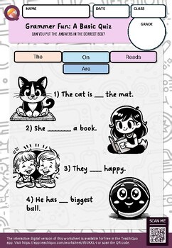 Grammar fun- A Basic Quiz | Rules| English | Language Skill, Matching, Grade 1-2