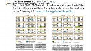 What Went Into The Options For Proposed College Station ISD Calendar Options For The 2025-26 School Year - WTAW | 1620AM & 94.5FM