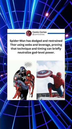 Spider-Man won Thor by relying on his spider-sense, agility, and strategic use of webbing.#mcu