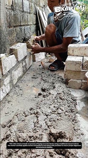 Manual Block Laying Technique | Simple and Effective Wall Construction Method.