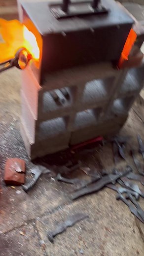 Forging a tanto tip on a spike knife that has been flattened to accept wood handle scales. One of many of this type underway. #knifemaking #forging #blacksmith #bladesmith #tanto | Andy Alm Custom Knives