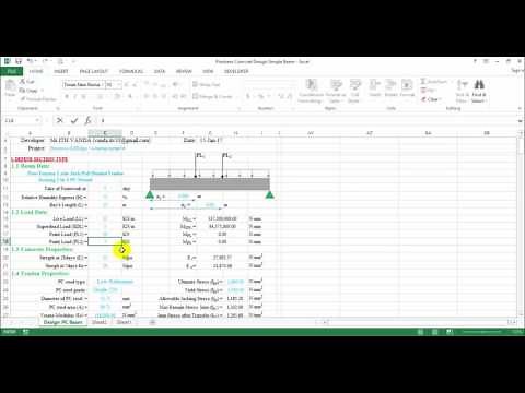 Design Prestressed Concrete Simple Beam by Ms Excel part 1