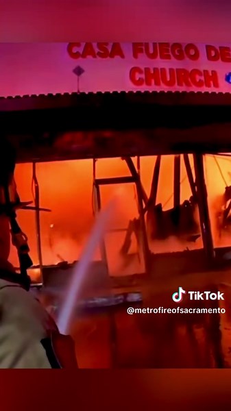 Metro Fire crews were dispatched to a commercial structure fire with law enforcement already on-scene for reports of a burglary in progress. On arrival, units encountered 100’ flame lengths through the roof of a well involved church. Crews immediately worked to protect adjacent buildings, and extinguishment efforts were initiated. The fire was contained to the original structure, and no injuries were reported. The fire was deemed arson related, and a suspect was placed under arrest for burglary 