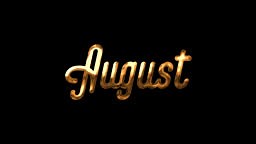 August Month Text Animation in black color on transparent background...
