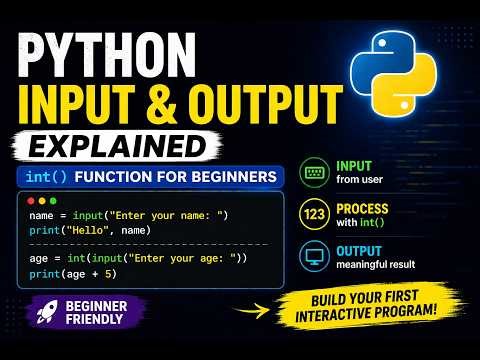 Python Input Output Explained | int( ) Function for Beginners