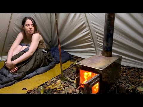 Nonstop Heavy Rain Camping 🌧 Solo Girl Hot Tent in the Storm | Relaxing Rain ASMR