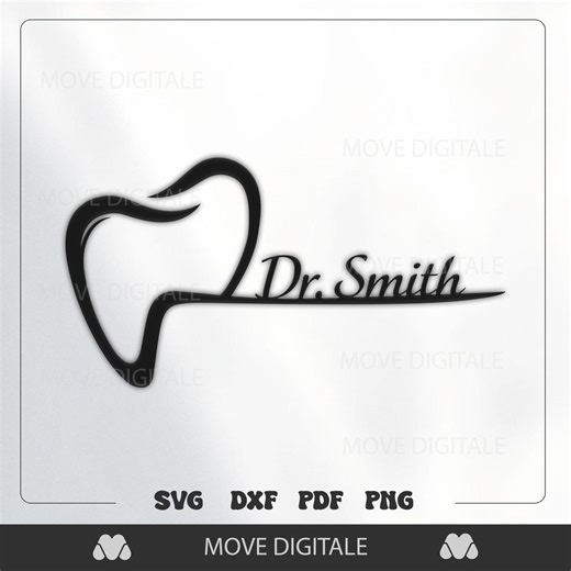 Custom Dentist Logo SVG, Tooth Dental Clinic Sign, Personalized Doctor Name Cut File, DXF PNG for Cricut and Laser - Etsy