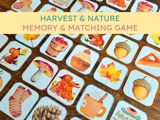 Fall Memory and Matching Pairs Game: Thanksgiving and Harvest Activity for Kids (printable) - Etsy
