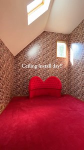 Building a honeymoon suite part 4, aka, how we faked a ceiling mirror?! What do you think?? 🤭❤️ #interiordesign #bedroomdesign #stretchceiling #uniquedesign | A Pretty Cool Hotel Tour