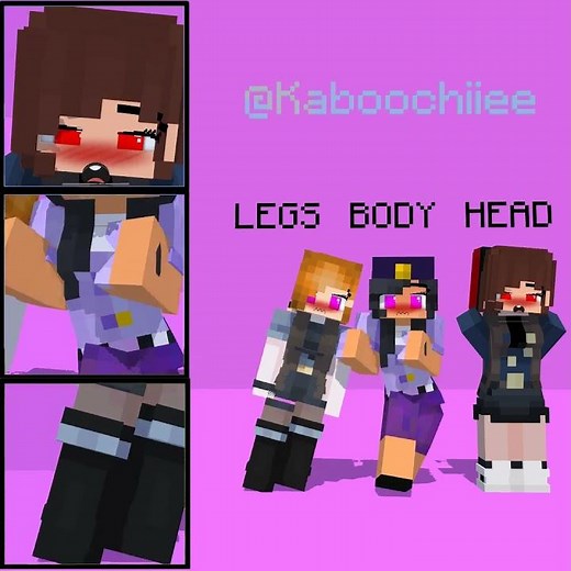Police aphmau head , body & legs with alex and jj sister maizen minecraft animation