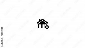 House icon with settings sign. Address icon and customize, setup, manage, process symbol. rotation gear concept.4K Video motion graphic animation.