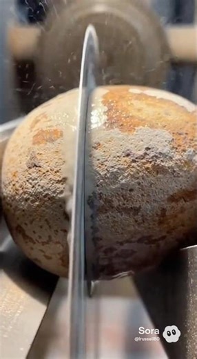 Cutting into a geode packed with amethyst #asmr #geology #oddlysatisfying