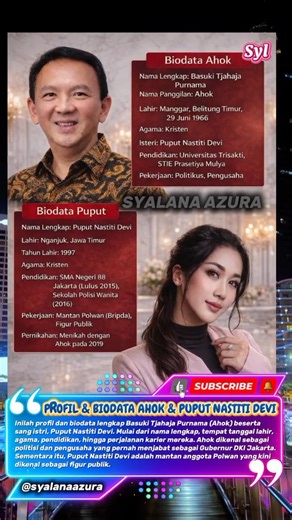 Profil & Biodata Ahok dan Istri Terbarunya‼️Fakta Lengkap Basuki Tjahaja dan Puput Nastiti Devi⁉️